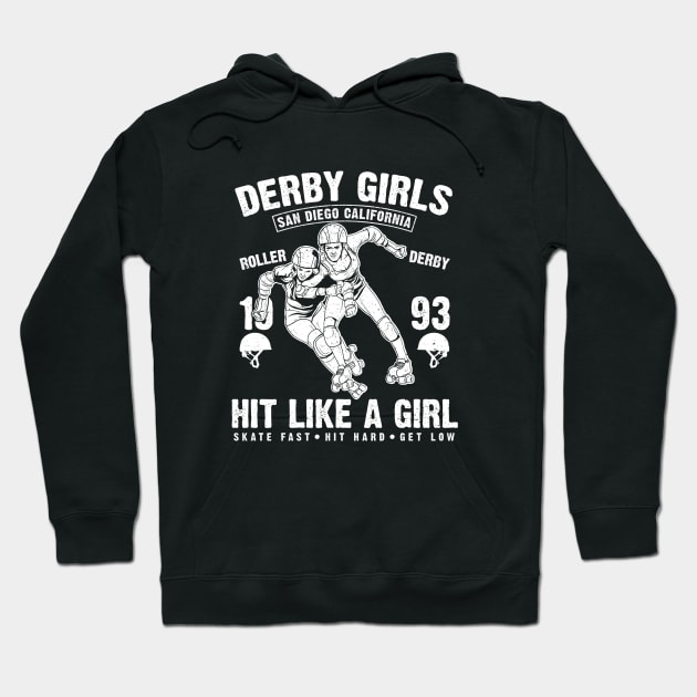 Derby Girl, Roller Derby Players Hoodie by DanDesigns